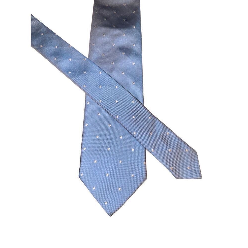 Breuer Blue & White Polkadot 100% Silk Handmade in Italy Neck Tie